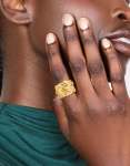 Goldair Gold Plated Chunky Lined Ring - M l