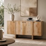 Natura L Acacia Wood Sideboard With Soft-close Storage Doors