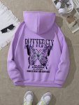 Graphic Print Hoodie Drawstring Casual Hooded Sweatshirt For Fall & Spring Women's Clothing