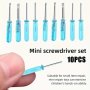 10PCS Blue MINI Screwdriver Set Toy 2MM Cross Word Repair Tool Suitable For Exercising Hands-on Ability Small Repair Tool Crystal Screw Tool