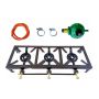 3 Burner Triple Gas Burner 4 Legged With Hose And Regulator Set