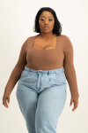 Giana Square Neck Bodysuit - Mocha - 2XL