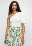 Combo Puff Sleeve Bodysuit - White