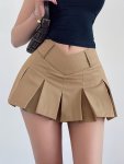 Solid Color Pleated Skirt Casual Sexy Versatile Zipper Skirt For Summer Women's Clothing