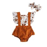 Rust Romper With Matching Headband 6-12M