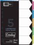 JD1477 A4 Unprinted Pastel Board File Dividers - 5 Divisions 160GSM Pastel Colours