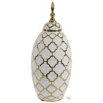 Gold And White Geometric Ginger Jar