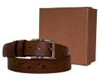Fino 51846 Genuine Leather Mens Unique Design Buckle Belt With Box