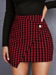 Plaid Pattern High Waist Skirt Elegant Button Decor MINI Skirt For Spring & Summer Women's Clothing