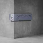 House Number Corner D03 - 350H X 600D X 2000W Rusted Steel Warm White