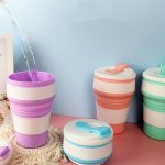 Portable Silicone Folding Cup For Travel With Lid Suitable For Outdoor Travel