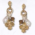 Flower Pearl Charm Lady Stud Earrings - Gold Free