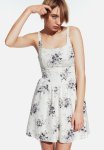 Linen-blend Flared-skirt Dress - Cream Floral