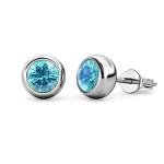 DESTINY Moon March aquamarine Birthstone Earrings With Swarovski Crystals In A Macaroon Case