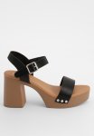 Stud Detail 2 Part Heeled Clogs - Black