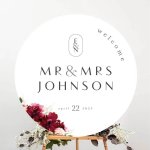Circle Elegant Flowers Wedding Sign Custom Foamex Print