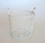 White Fine Metal Dustbin – 38X35CM