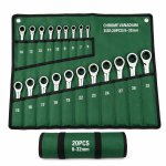 Ashcomonline 20-PIECE Vanadium Ratchet Spanner Set Double Sided Rachet Wrench