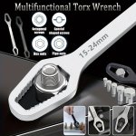 1PC Universal Double Ended Wrench Self-tightening 8-22MM Screw Nuts Repair Wrench Double-headed Ratchet Spanner Adjustable Torx