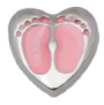 FLC67 - Baby Feet Floating Locket Charm Pink Or Blue - Pink Baby Feet