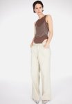 Straight Twill Trousers - Light Beige
