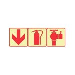 Sabs Red Arrow Down Fire Extinguisher + Fire Hydrant Photoluminescent Sign F10