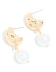 Goldair Gold Pearl Drop Open Huggie Earrings