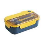 Portable Rectangular Divided Storage Lunch Box With Spoon & Fork - 1100ML