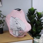 Car Seat Cover Simple Grey Pink Monochrome Ellie Elephant