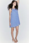 A-line Throw-on Dress - Blue & Striped