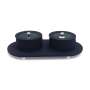 3 Piece Leather Trinket Box Set Black