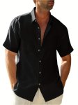 Plus Size Men's Solid Shirt Fashion Casual Short Sleeve Shirt For Summer Coquette Style
