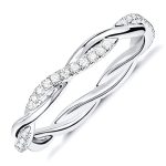Pavoi 14K Gold Plated Cubic Zirconia Twisted Rope Eternity Band White Gold For Women Size 7
