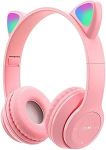 Jj Kittyglow Wireless Bluetooth Headphones Pink Purr LED Cat Ear Headset