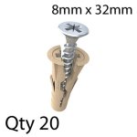 Uno Wood Plu 8X32MM X20 Per With Screws