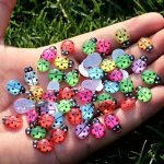 30 60 100PCS Colorful Ladybug Flatback Rhinestones Assorted Diy Decorative Gems For Wedding Home Scrapbooking Crafts Plastic Res