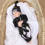 Baby Grow With Beanie Black Batman Skyline