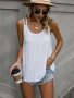 Solid Color Double Spaghetti Strap Top Casual Cold Shoulder Sleeveless Eyelet Cami Top For Summer Women's Clothing