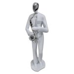 Resin Saxophonist Decor Figurine White And Silver 30CM