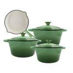 Smte Dh The Best 7 Piece Enameled Cast Iron Dutch Oven Cookware Set Olive Green With Keychain