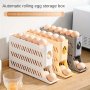 30-EGG Capacity Storage Organizer Refrigerator Side Door Egg Holder Automatic Rolling Egg Dispenser Box Food-grade Plastic Egg Rack With Auto-replenishing Design