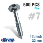 Kreg Pocket Hole Screws 1-1 4" 7 Fine Washer Head 500CT