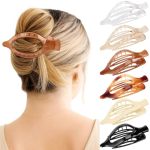 6 Packs Flat Claw Clips For Women French Concord Flat Hair Clip Matte Curved Hair Claws Clip Lay Down Claws Clips Durable Strong