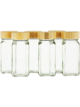 6-PIECE Glass Spice Jar Set With Bamboo Shelf - Kitchen Organizer