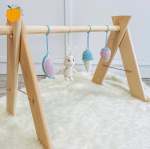 Baby Bunny Collection - Pine Wood Stand And Crochet Dangles