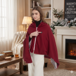 Winter Solid Zipper USB Heated Electric Hoodie Shawl