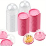 50PCS Plastic Cupcake Carriers With Clear Lid - Disposable Mid-autumn Festival Mooncake Mold Boxes For Christmas Halloween Weddi