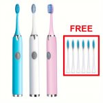 Electric Toothbrush Household Soft Bristle Aa Battery Portable Adult Sonic Electric Toothbrush With 6 Toothbrush Heads With Smar