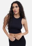 Cropped Vest Top - Black