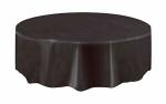 Elegant Black Solid Round Plastic Table Cover 84" - Premium Waterproof Tablecloth - Perfect For Parties & Events 1 Pack